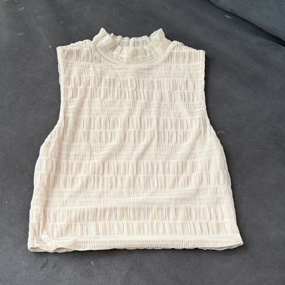 House of Harlow 1960 Cream Textured Mock Neck Tank